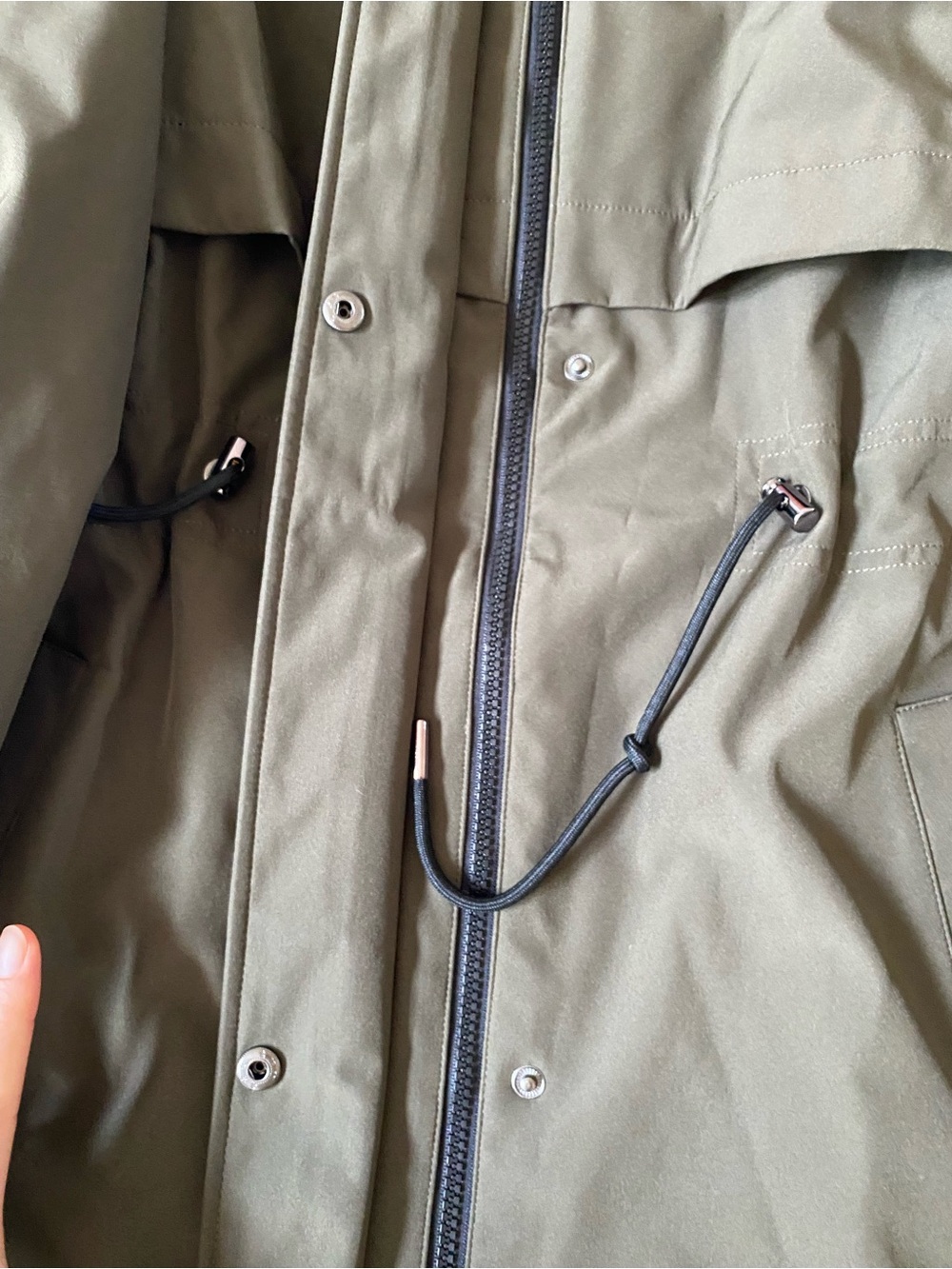 Tahari Olive Green Rain Jacket with Hood, Women’s Large - Picture 4 of 11